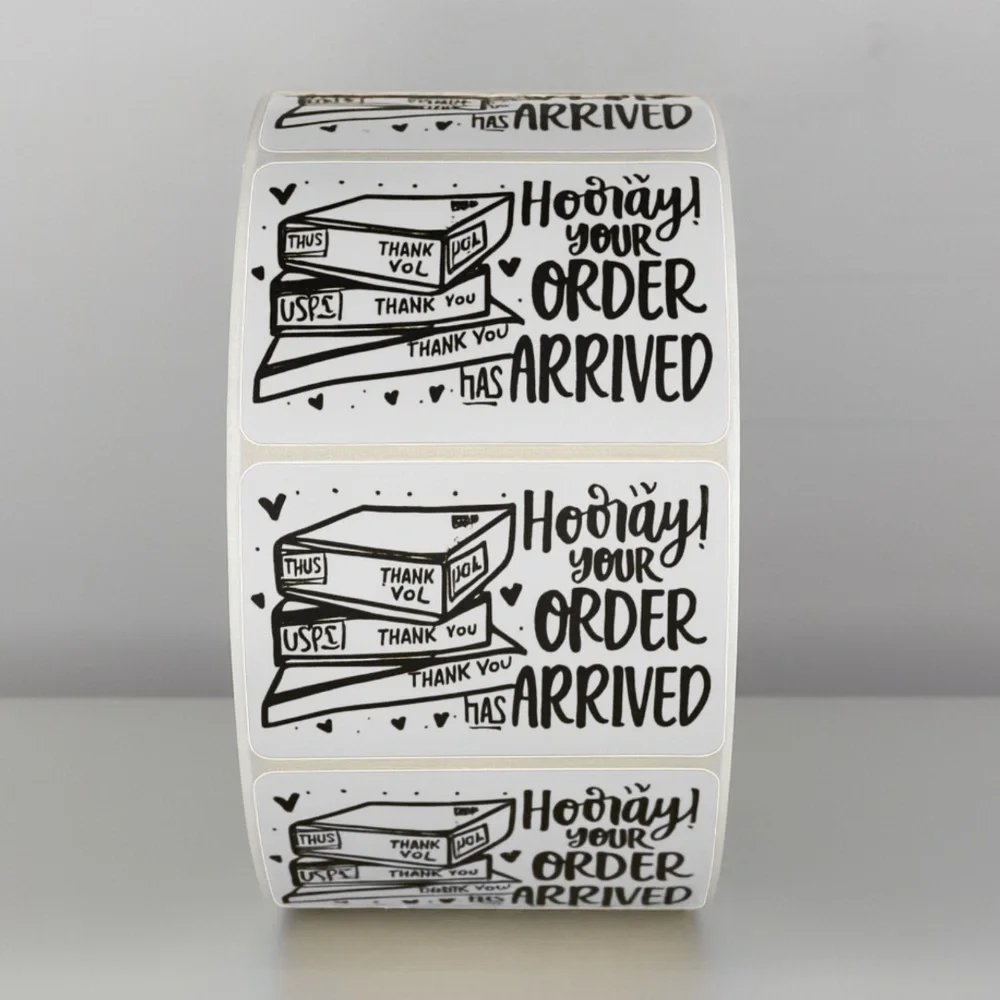 Hooray Your Order Has Arrived Stickers | Yellow Cute Packaging Labels